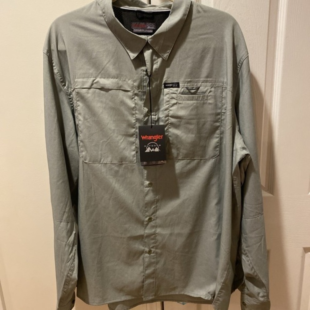 Wrangler 2XL Green Long Sleeve Outdoor Shirt 3529